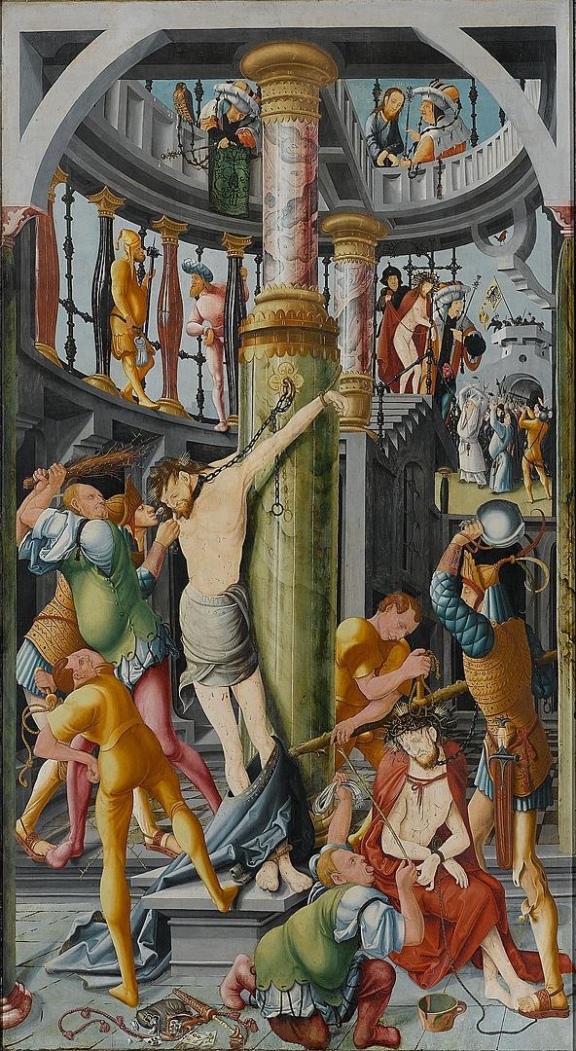 Jerg Ratgeb, Herrenberger Altar, Detail: Die Geiu00dfelung, 1519, Staatsgalerie Stuttgart, u00fcbernommen 1924 aus der kgl. Altertu00fcmersammlung